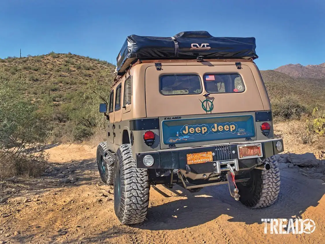 The custom double-wide tailgate rear military-style bumper