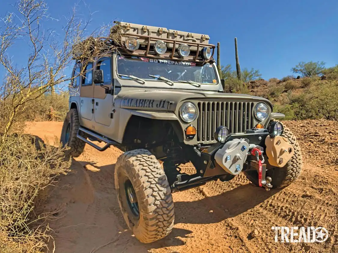 Two separate Jeep grilles were used to masterfully construct the unique 12-bar/13-slot grille
