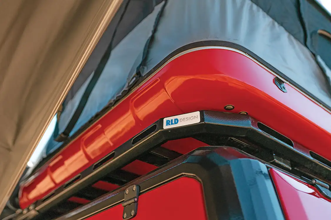 Supporting the roof top tent and the awning is RLD’s newest line of bed caps