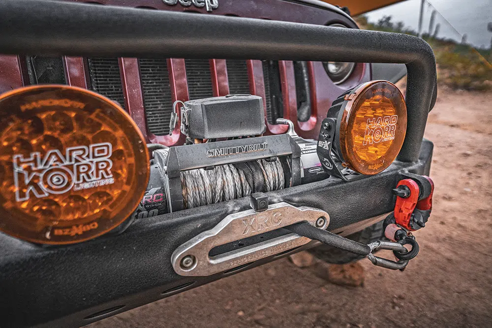 A Smittybuilt winch is ready to pull Chris or friends out of any sticky situations